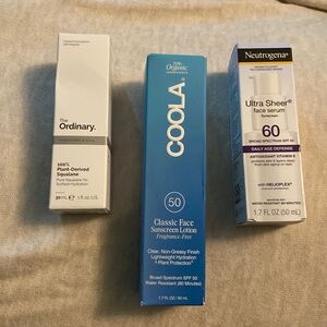 NIB Lot of Face Lotion and Sunscreen Coola Neutrogena and The Ordinary.